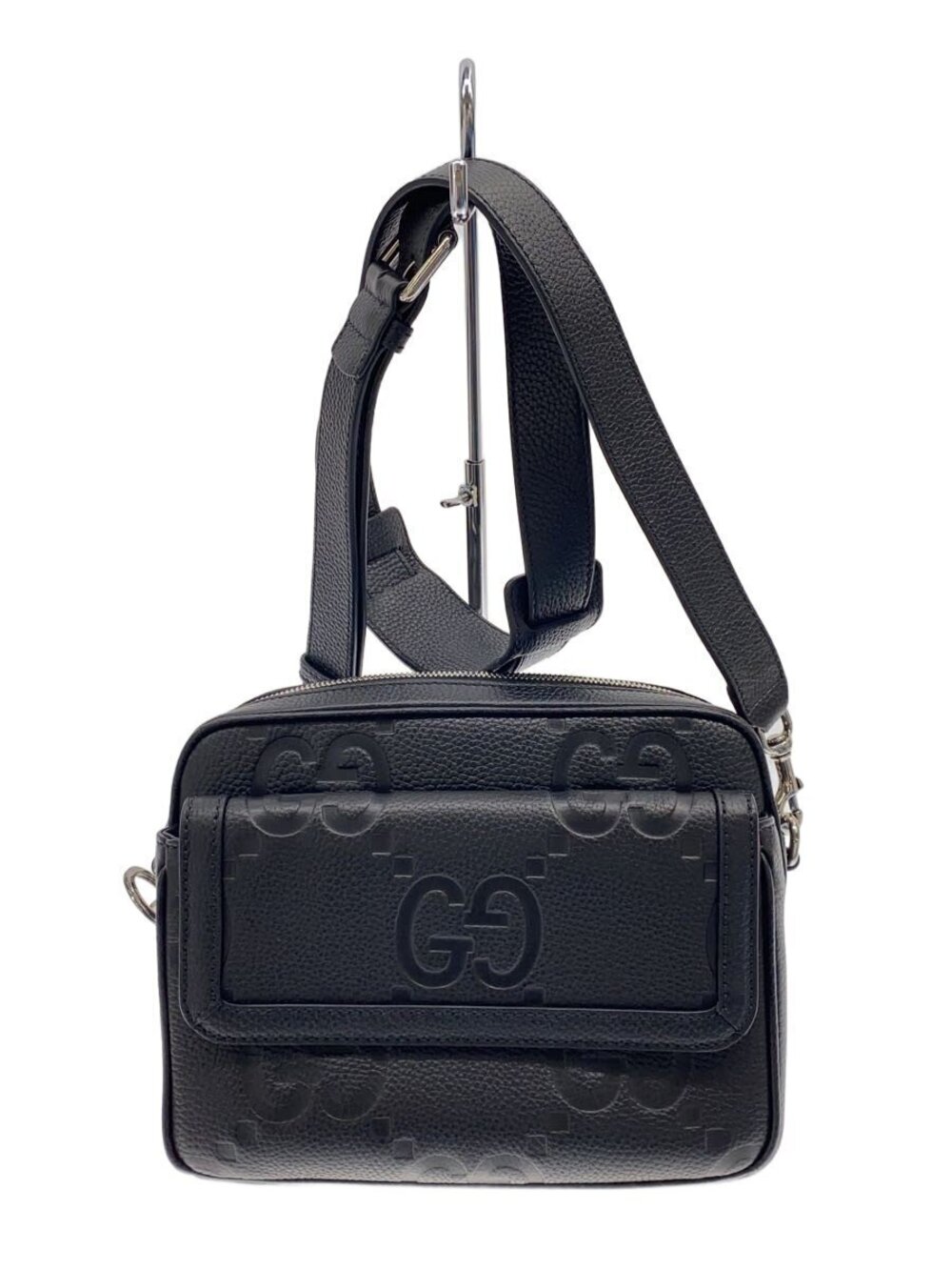 Gucci Jumbo GG Crossbody Bag Shoulder Leather Black Italy